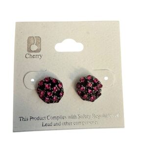 Cherry Black and Pink Stud Earrings Y2K 90s Retro Boho Costume Fashion